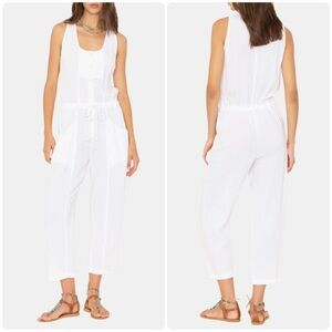 Xirena Ollie Cotton Gauze Jumpsuit White XS | Drawstring Waist Pockets